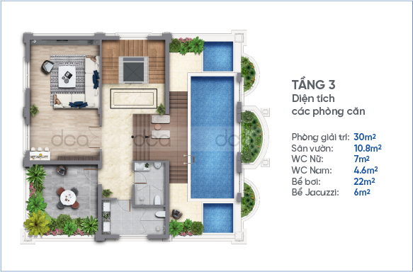 mặt bằng tầng 3 safabay cẩm phả 
