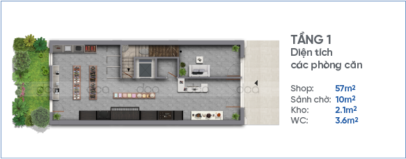 mặt bằng tầng 1 shophouse safabay cẩm phả 